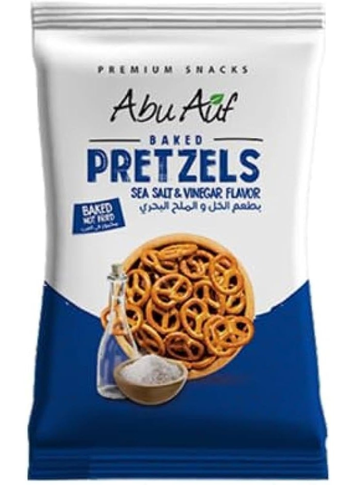 أبو عوف بريتزل مخبوز بنكهة الملح البحري والخل – عبوة متعددة 15 × 70غ | وجبة خفيفة صحية ومقرمشة - Image 1